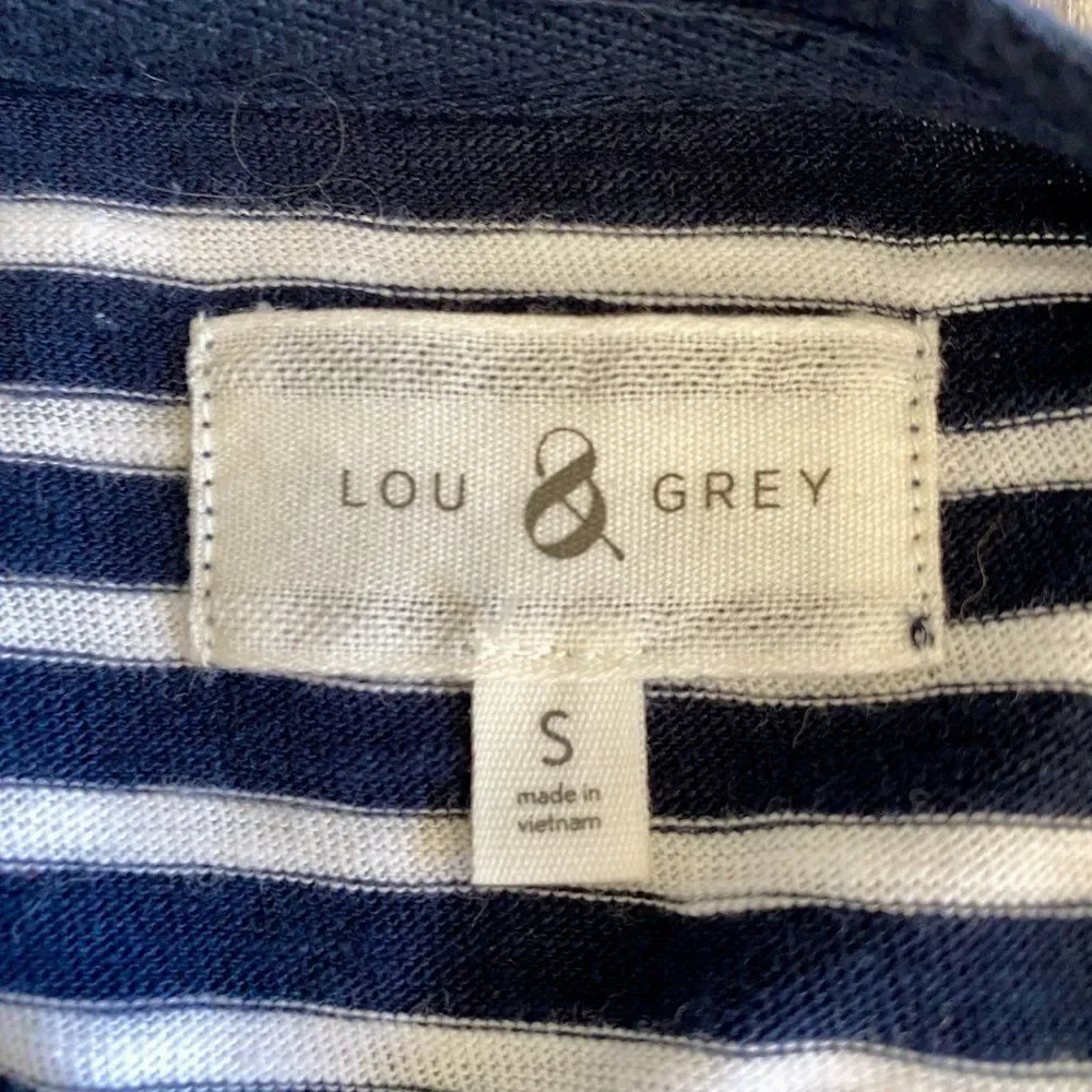 Lou & Grey Nautical Striped Navy White T-Shirt A-Line Shift Dress Women's Small